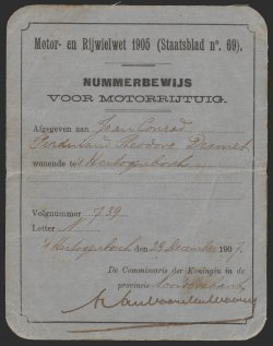 Nummerbewijs van Jean Desmet (Collectie Eye, Amsterdam)