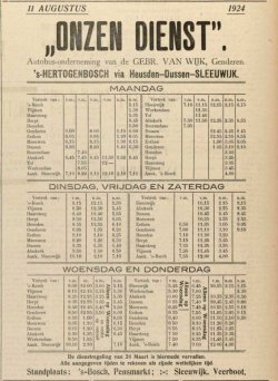 Dienstregeling van Onzen Dienst, 1924