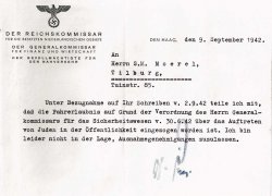 Afwijzing van een nieuwe rijvergunning, 1942