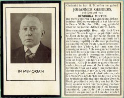 Gedachtenisprentje van Jan Geboers (collectie J. Versteegen)
